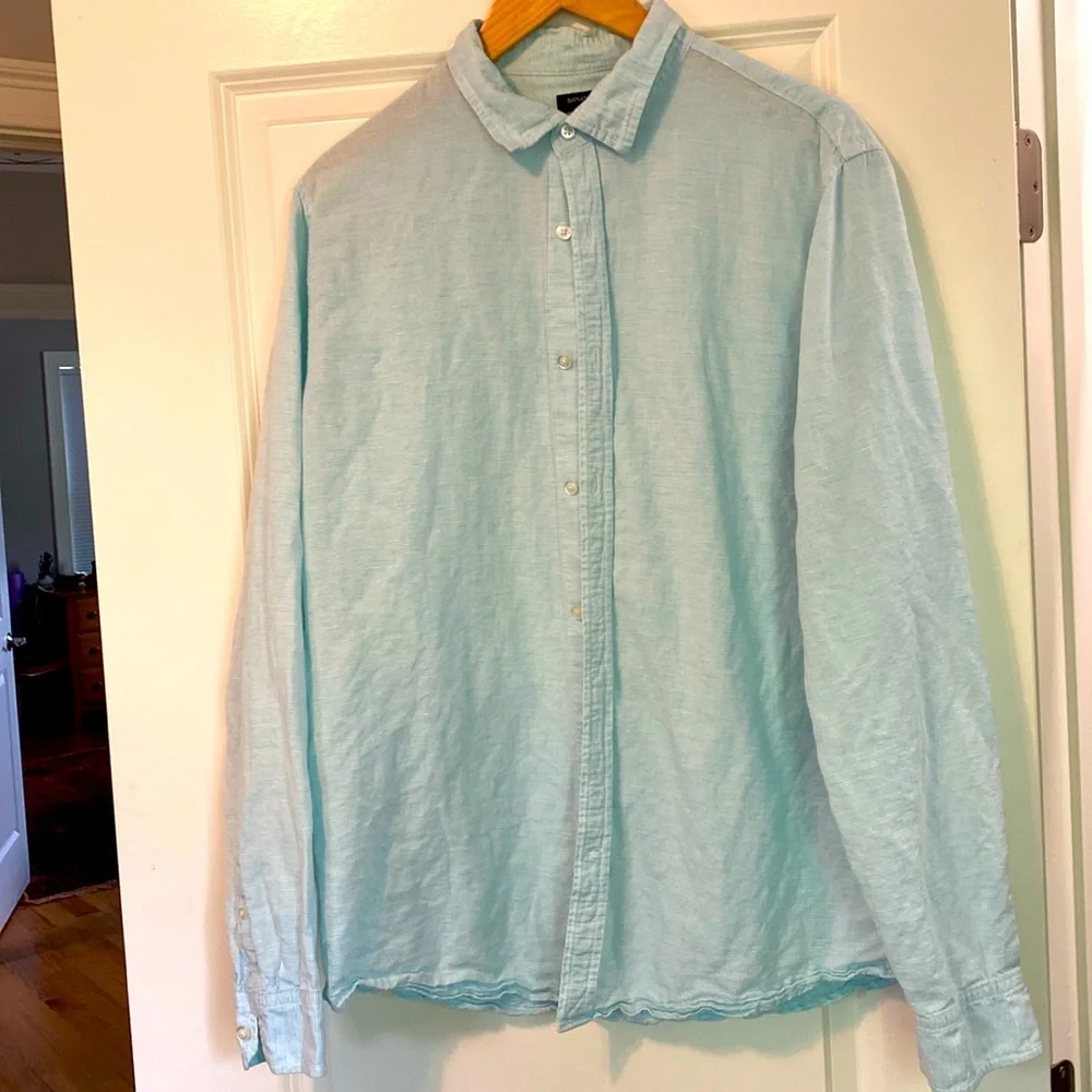 Men’s Banana Republic, linen / cotton shirt, LT, light blue - Picture 1 of 8
